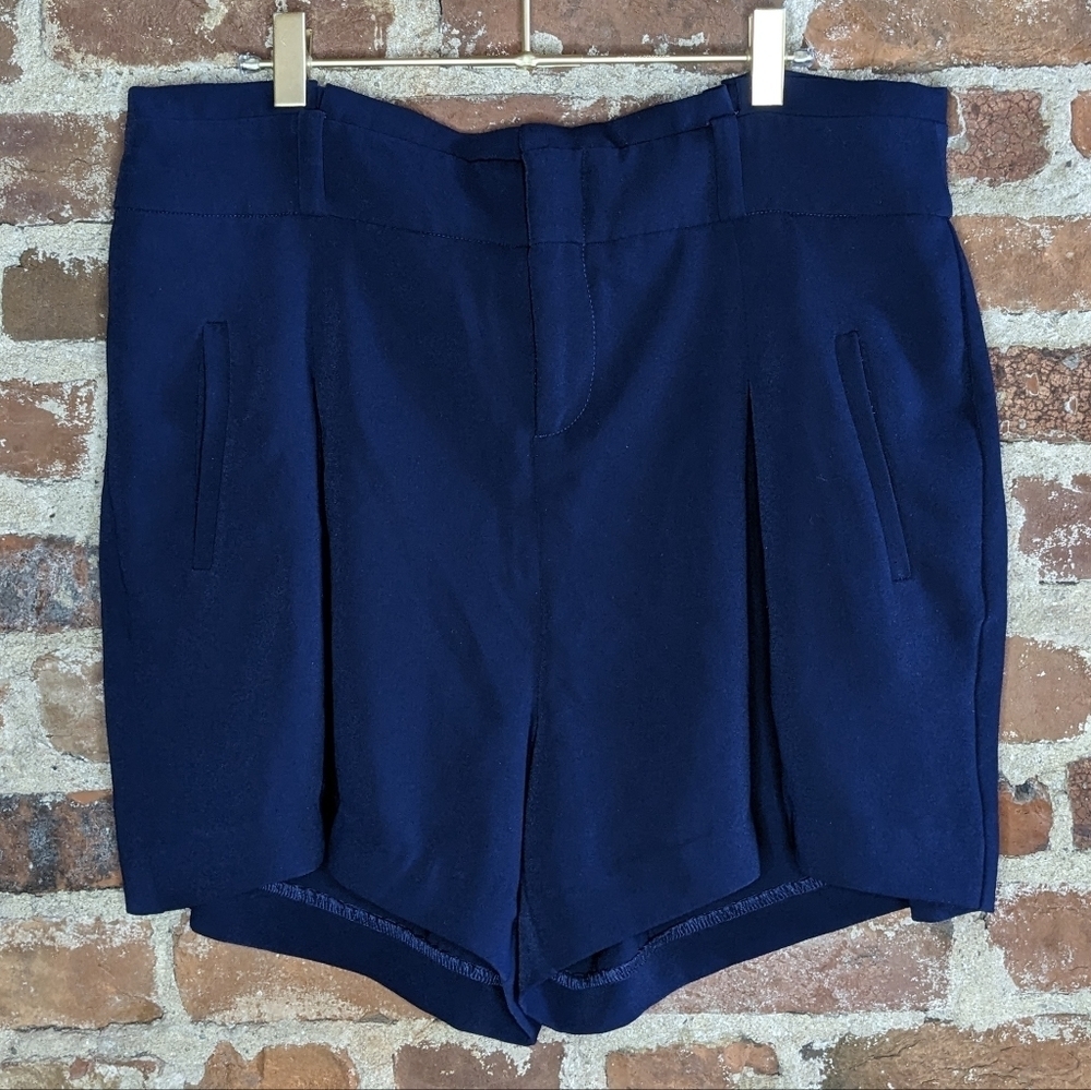 Torrid Size 10 Navy Blue Ruffle Top High Waist Shorts w/ 4.5" Inseam